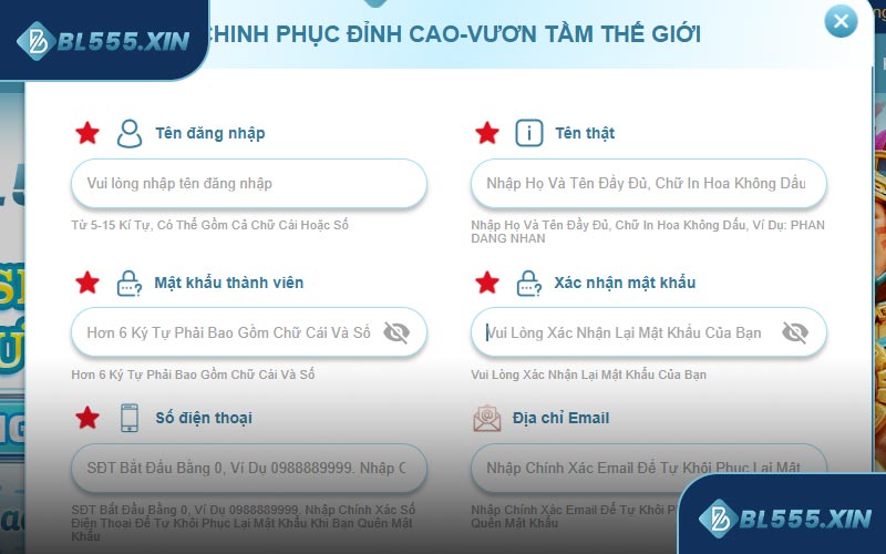 Chi Tiết Cách Đăng Ký BL555 Cho Tân Thủ
